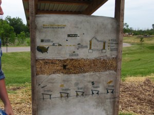 Information graphic design on the back of a straw bale bench