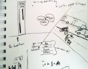 sketch of visualizing sustainaiblity in bicycling