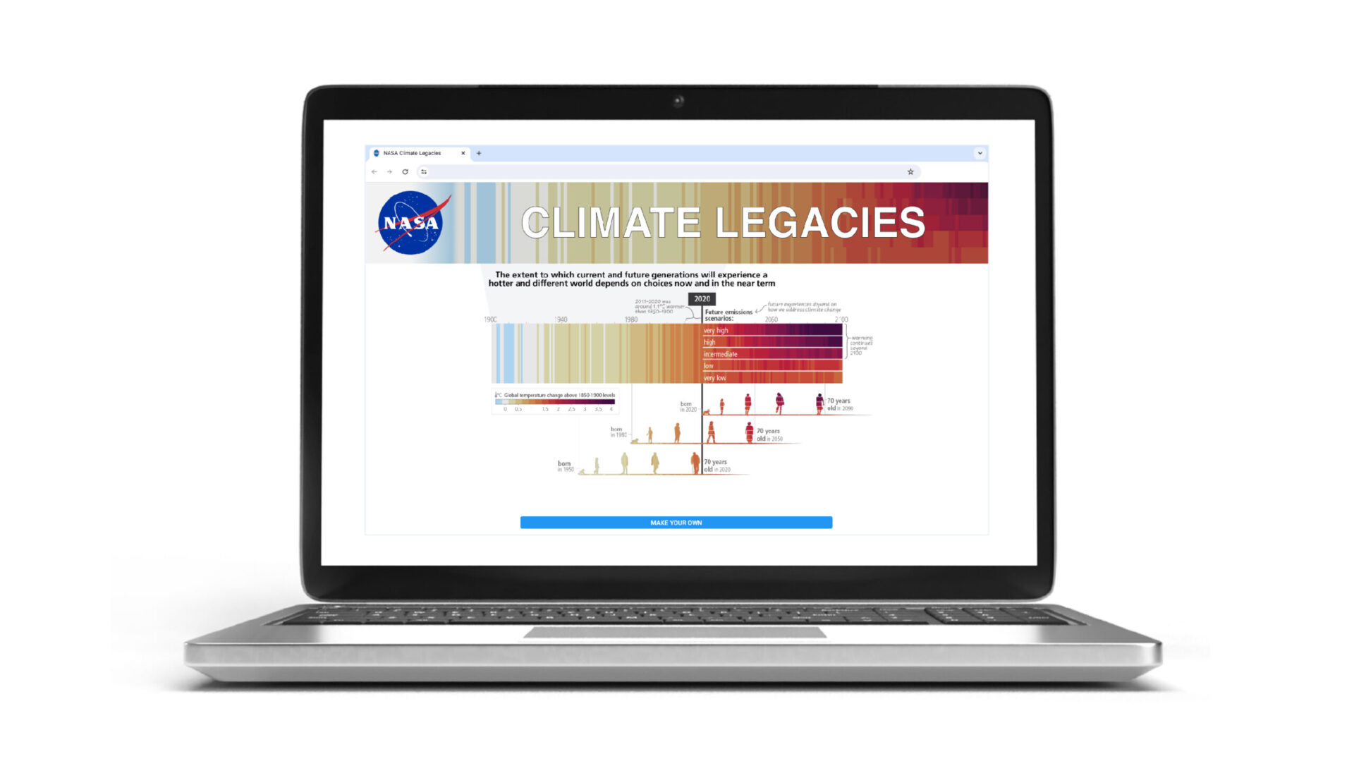 NASA climate legacies interactive tool to create climate generations