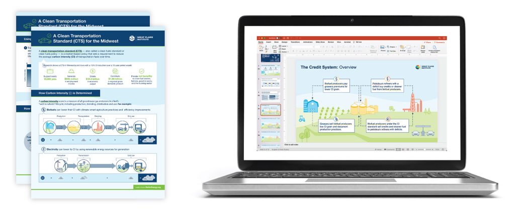 Infographics and customizable Powerpoint template about clean transportation policy