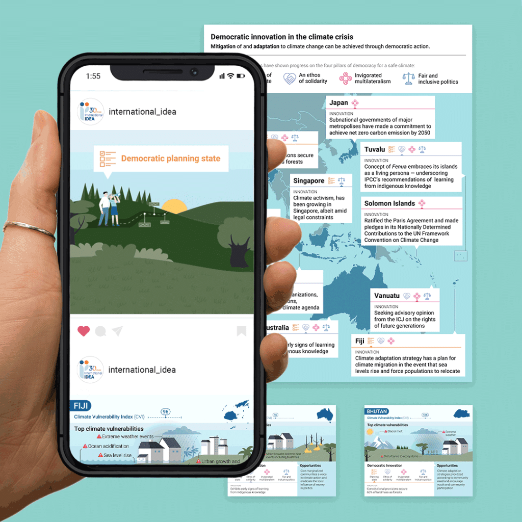 Infographics and social media animations made for International IDEA