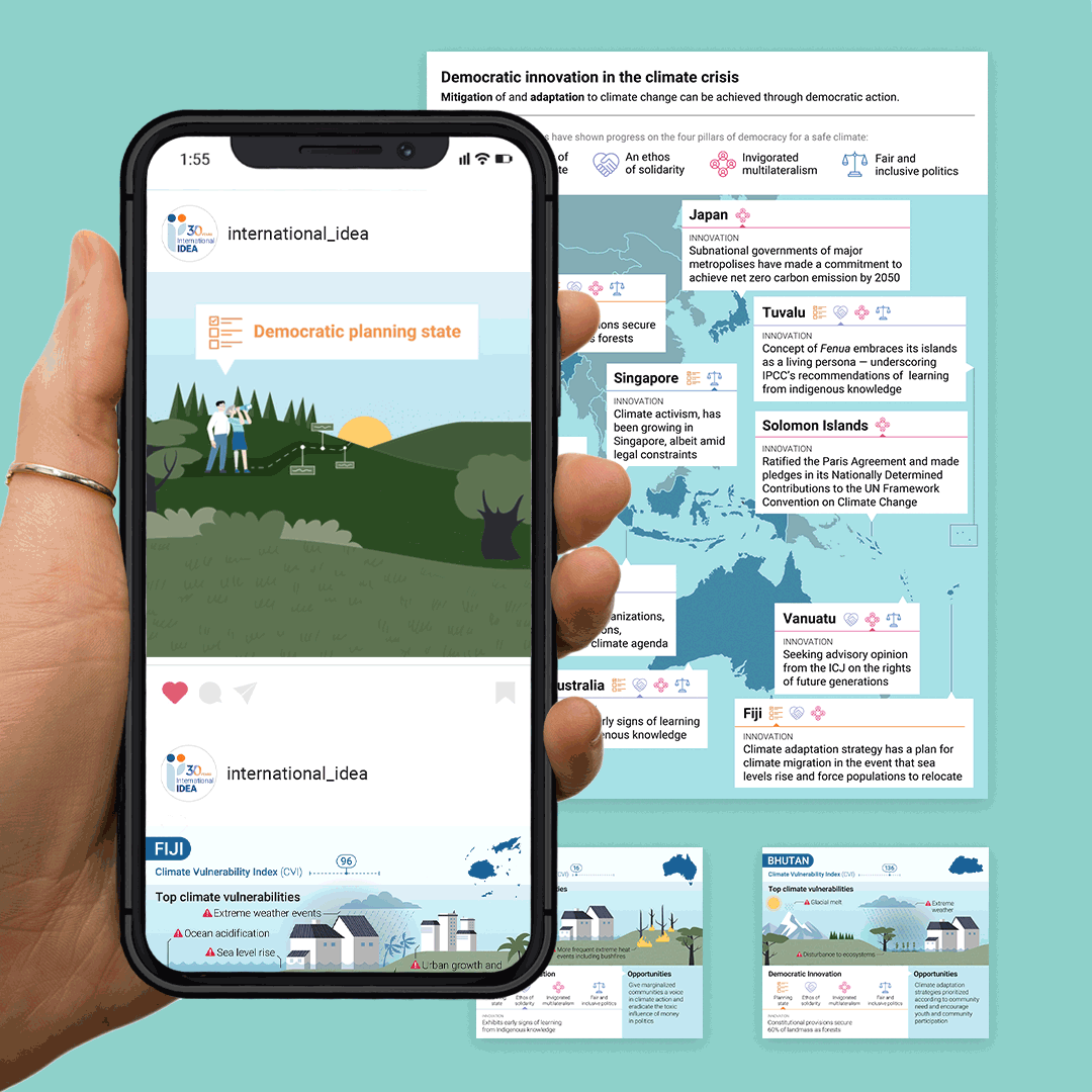 Infographics and social media animations made for International IDEA